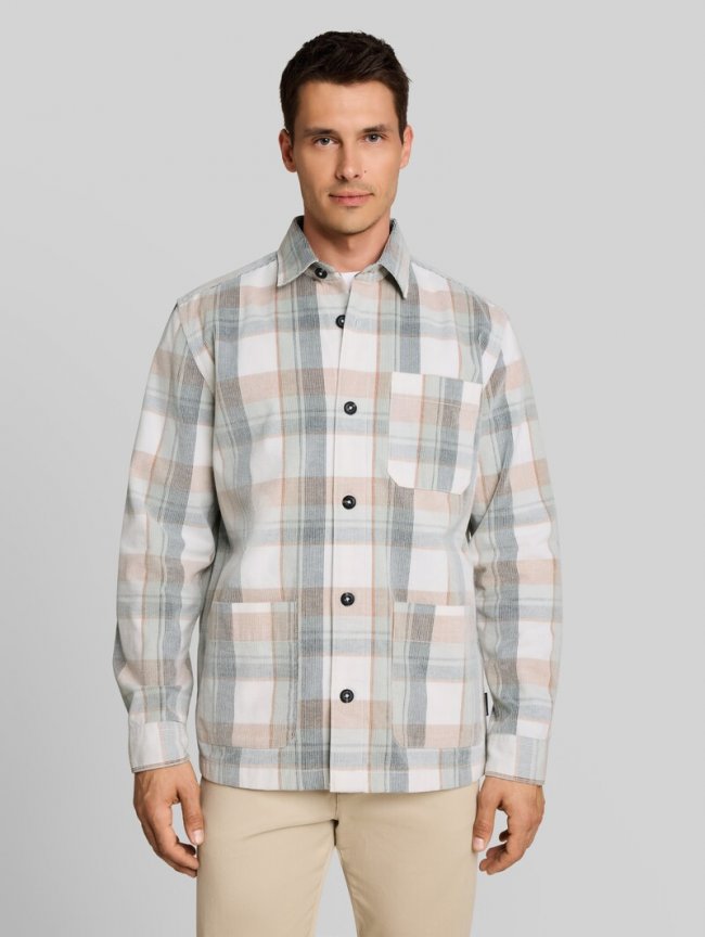 Tom Tailor Cord Overshirt mit Karomuster - Off White Mint Check Tom Tailor Cord Overshirt mit Karomuster - Off White Mint Check