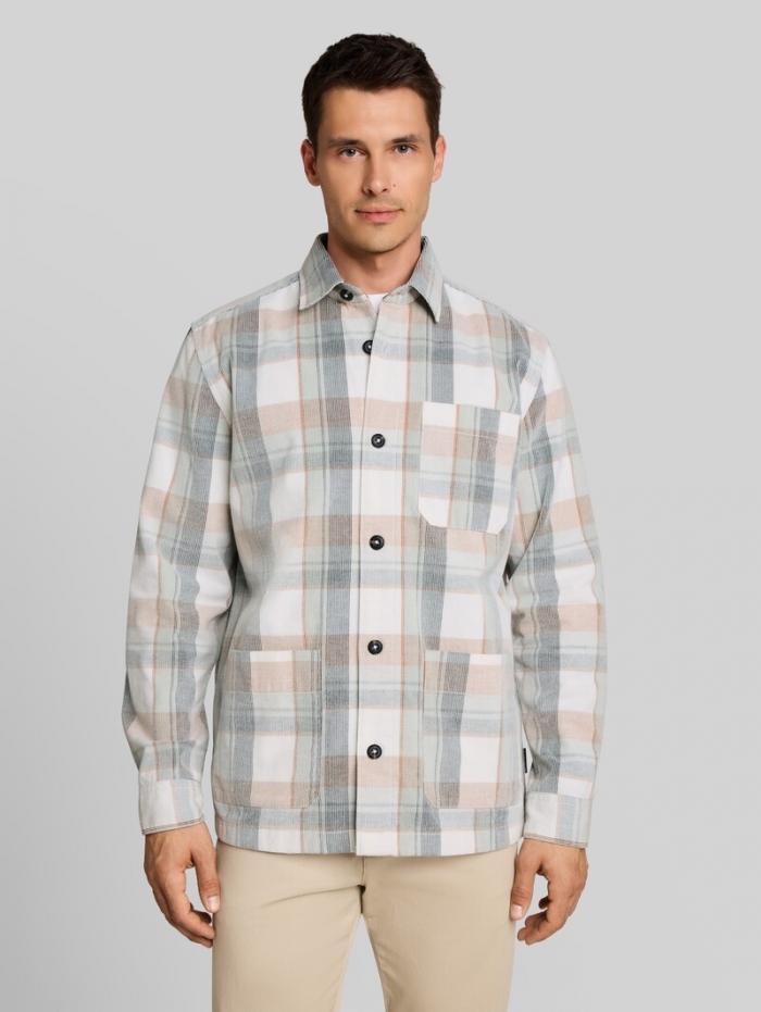 Tom Tailor Cord Overshirt mit Karomuster - Off White Mint Check Tom Tailor Cord Overshirt mit Karomuster - Off White Mint Check