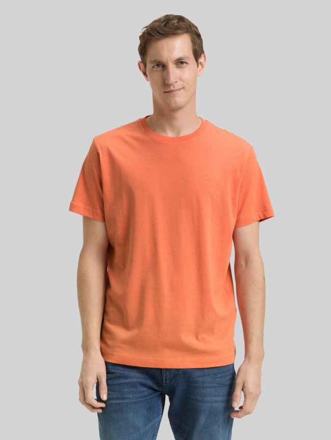 Tom Tailor T-Shirt mit Logo-Stickerei - Wild Coral Tom Tailor T-Shirt mit Logo-Stickerei - Wild Coral