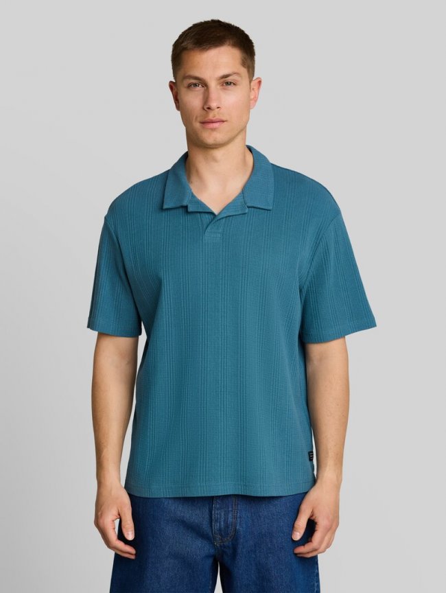Tom Tailor Relaxed Fit Poloshirt mit Waffelstruktur - Classic Dust Blue Tom Tailor Relaxed Fit Poloshirt mit Waffelstruktur - Classic Dust Blue