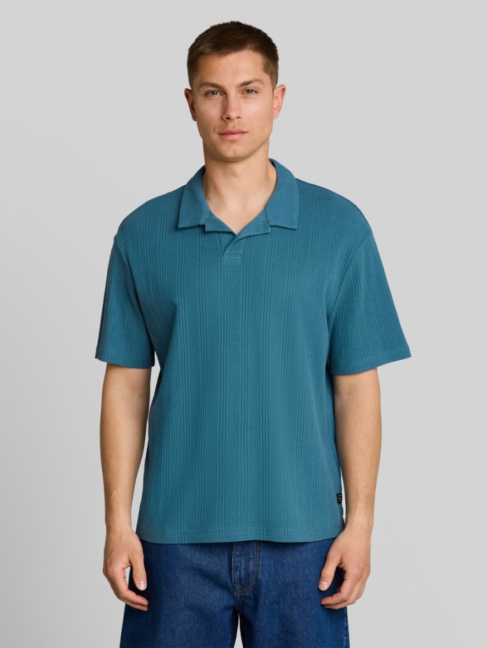 Tom Tailor Relaxed Fit Poloshirt mit Waffelstruktur - Classic Dust Blue Tom Tailor Relaxed Fit Poloshirt mit Waffelstruktur - Classic Dust Blue