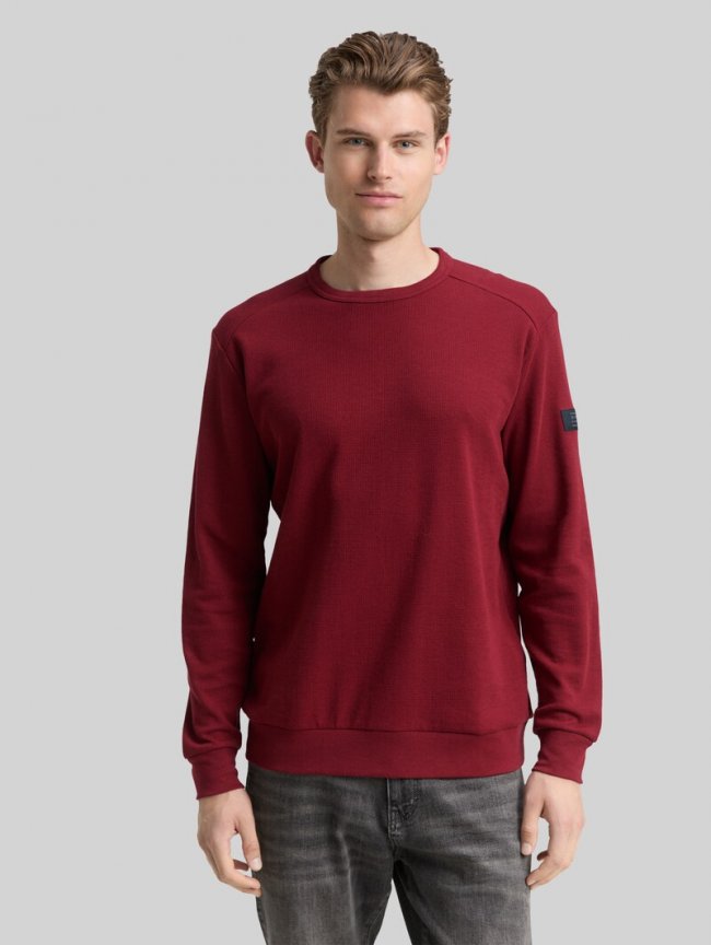 Tom Tailor Langarmshirt mit Waffelstruktur - Cabarnet Bordeaux Red Tom Tailor Langarmshirt mit Waffelstruktur - Cabarnet Bordeaux Red