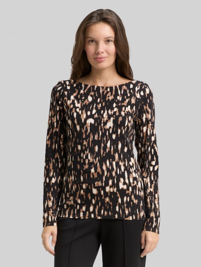 Tom Tailor Langarmshirt mit Muster - Brown Sparkle Design Tom Tailor Langarmshirt mit Muster - Brown Sparkle Design