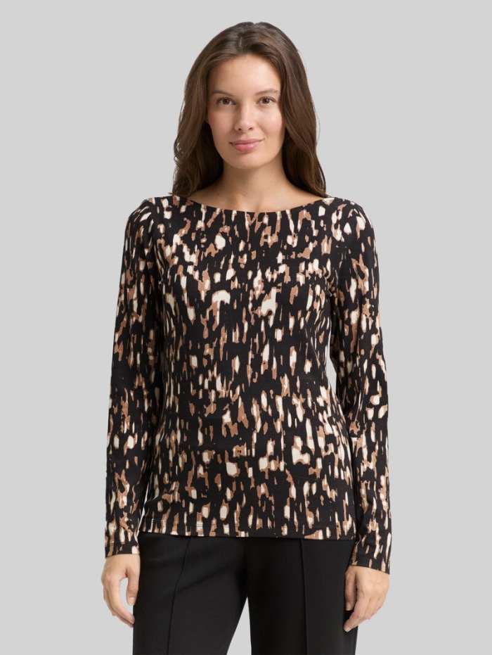 Tom Tailor Langarmshirt mit Muster - Brown Sparkle Design Tom Tailor Langarmshirt mit Muster - Brown Sparkle Design