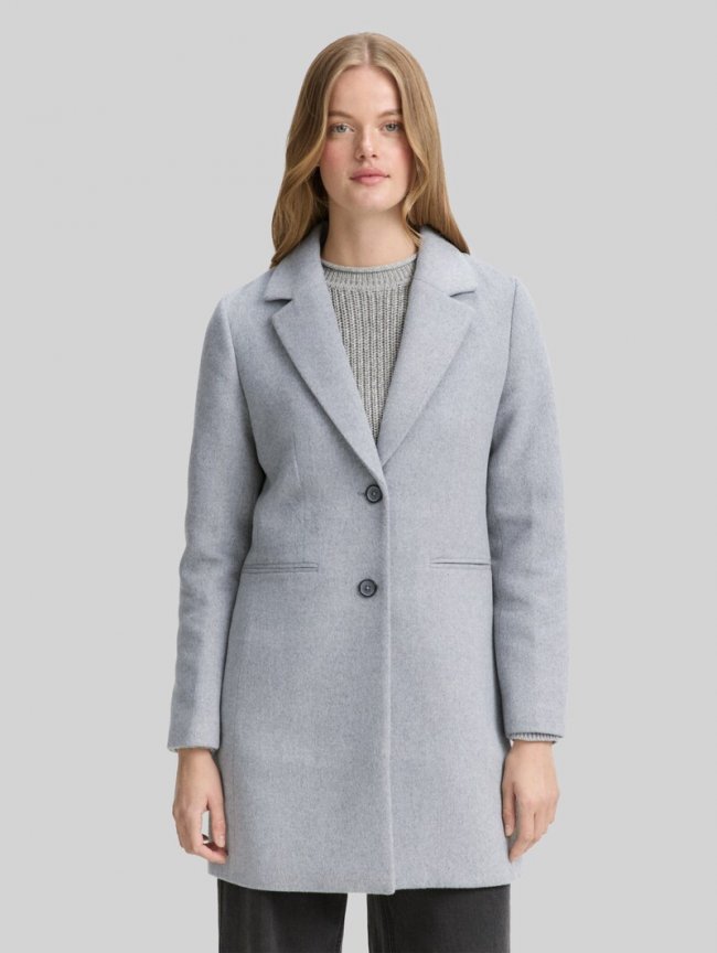 Tom Tailor Slim Fit Wollmantel - Cement Grey Mélange Tom Tailor Slim Fit Wollmantel - Cement Grey Mélange