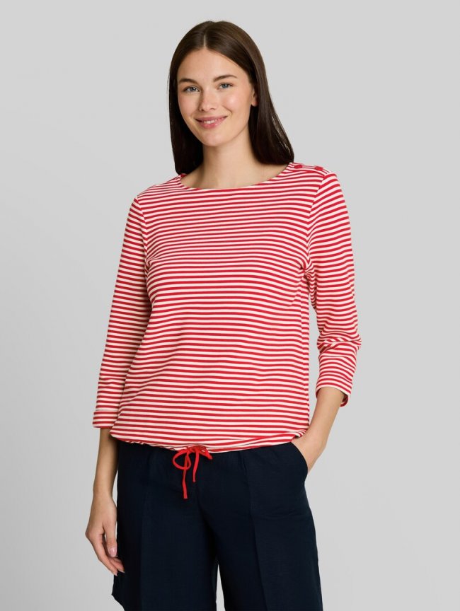 Tom Tailor Langarmshirt mit Knopf-Details - Red Offwhite Regular Stripe Tom Tailor Langarmshirt mit Knopf-Details - Red Offwhite Regular Stripe