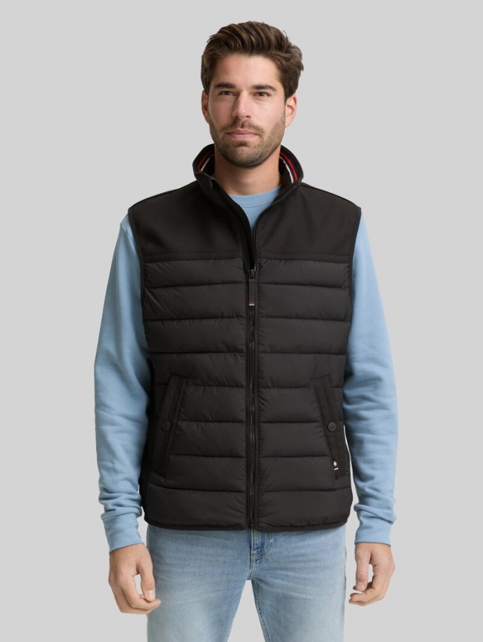 Tom Tailor Hybrid Steppweste mit Stehkragen - Black Tom Tailor Hybrid Steppweste mit Stehkragen - Black