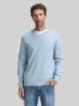 Tom Tailor Strickpullover mit V-Ausschnitt aus Baumwolle - Light Metal Blue Melange Tom Tailor Strickpullover mit V-Ausschnitt aus Baumwolle - Light Metal Blue Melange