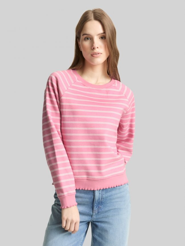 Tom Tailor Sweatshirt mit Streifenmuster - Pink White Stripe Tom Tailor Sweatshirt mit Streifenmuster - Pink White Stripe