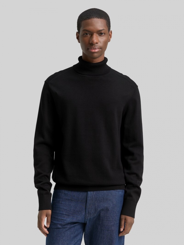 Tom Tailor Rollkragenpullover aus Baumwolle - Black Tom Tailor Rollkragenpullover aus Baumwolle - Black