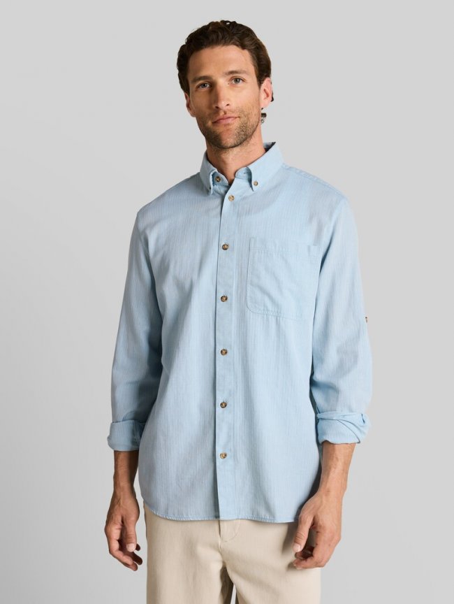 Tom Tailor Regular Fit Hemd mit Turn-Up-Funktion - Mountain Blue Herringbone Tom Tailor Regular Fit Hemd mit Turn-Up-Funktion - Mountain Blue Herringbone