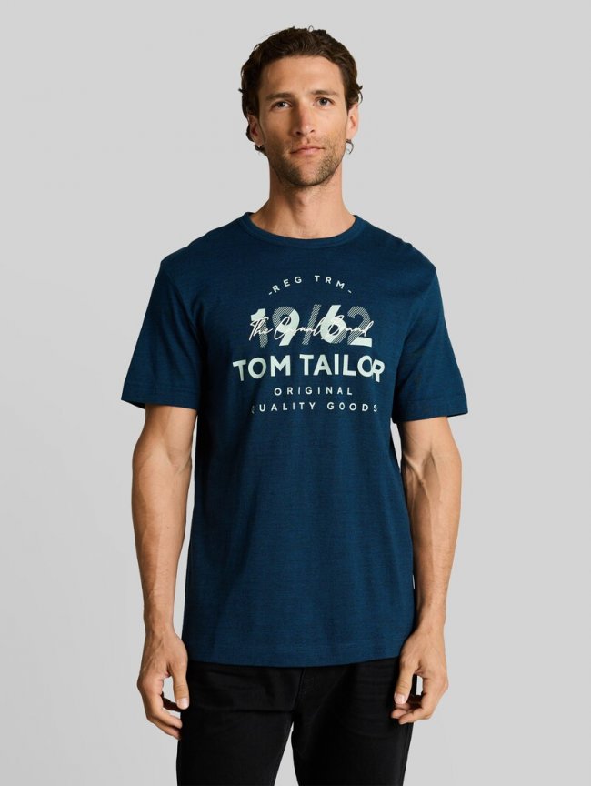 Tom Tailor T-Shirt mit Logo-Print - Navy Blue Petrol Injected Tom Tailor T-Shirt mit Logo-Print - Navy Blue Petrol Injected