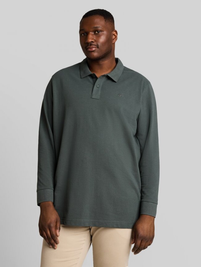 Tom Tailor Plus Size - Langarm Piqué Poloshirt - Darkest Olive Tom Tailor Plus Size - Langarm Piqué Poloshirt - Darkest Olive