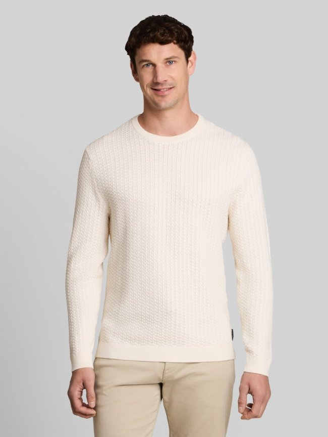 Tom Tailor Strickpullover mit Zopfmuster - Gardenia White Tom Tailor Strickpullover mit Zopfmuster - Gardenia White