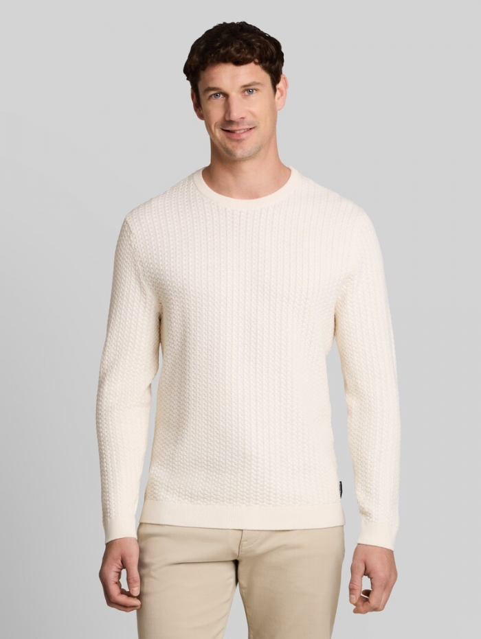 Tom Tailor Strickpullover mit Zopfmuster - Gardenia White Tom Tailor Strickpullover mit Zopfmuster - Gardenia White