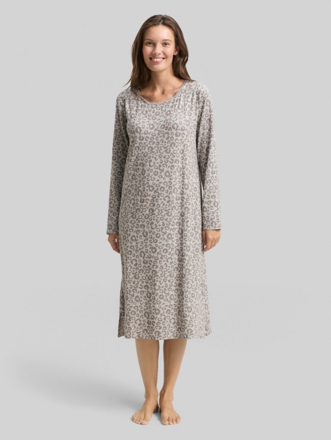 Tom Tailor Nachthemd mit Leo-Print - Grey-medium-allover Tom Tailor Nachthemd mit Leo-Print - Grey-medium-allover