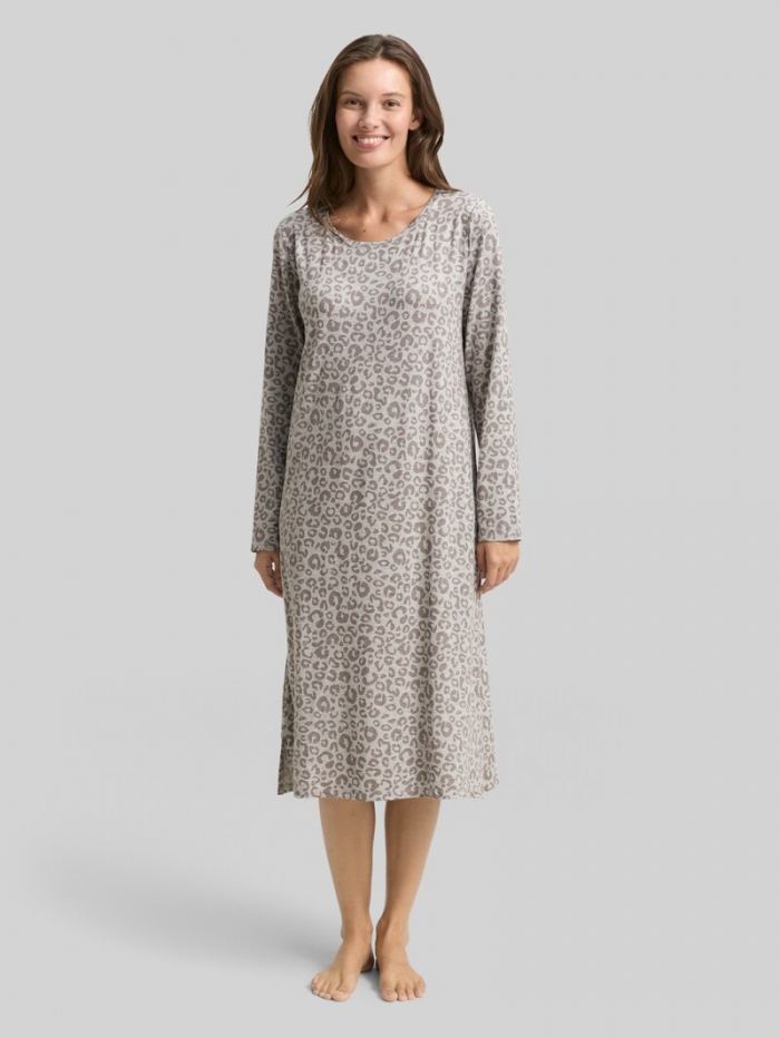 Tom Tailor Nachthemd mit Leo-Print - Grey-medium-allover