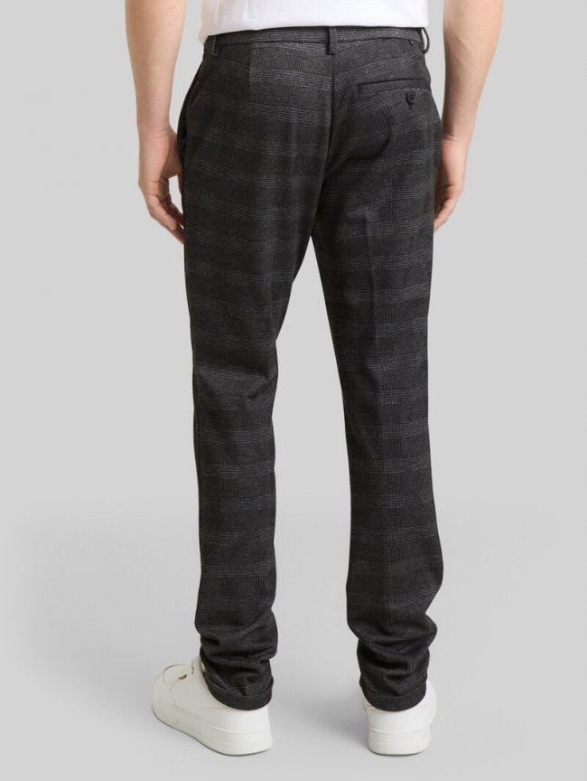 Tom Tailor TTSLIM Chino Hose - Black White Fine Check Tom Tailor TTSLIM Chino Hose - Black White Fine Check