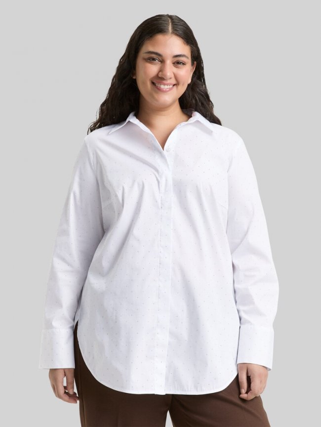 Tom Tailor Plus Size - Loose Fit Bluse mit Strasssteinen - Stones On Solid Tom Tailor Plus Size - Loose Fit Bluse mit Strasssteinen - Stones On Solid
