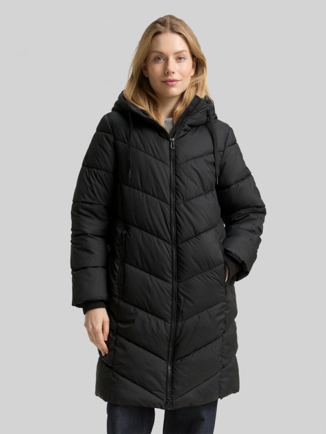 Tom Tailor Puffer-Mantel mit Kapuze - Deep Black Tom Tailor Puffer-Mantel mit Kapuze - Deep Black