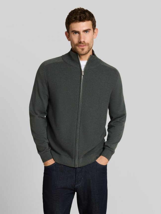 Tom Tailor Strickjacke aus Baumwolle - Darkest Olive Melange Tom Tailor Strickjacke aus Baumwolle - Darkest Olive Melange