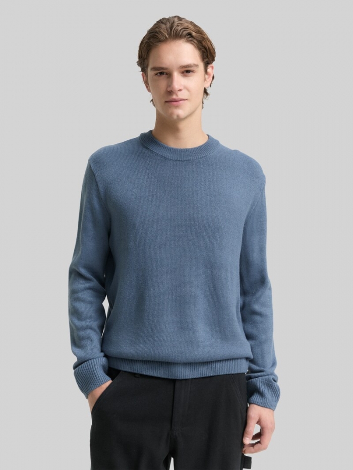 Tom Tailor Strickpullover mit Rundhalsausschnitt - Dusty Denim Blue Tom Tailor Strickpullover mit Rundhalsausschnitt - Dusty Denim Blue