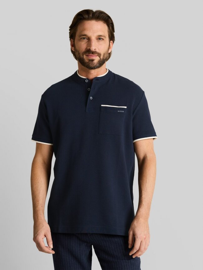 Tom Tailor Poloshirt mit Brusttasche - Sky Captain Blue Ottoman Tom Tailor Poloshirt mit Brusttasche - Sky Captain Blue Ottoman