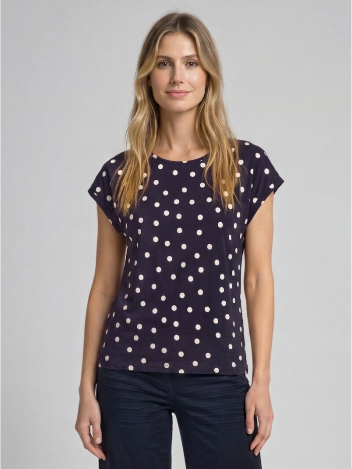 Tom Tailor T-Shirt mit Allover-Print - Navy Big Dot Design Tom Tailor T-Shirt mit Allover-Print - Navy Big Dot Design