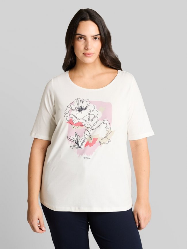 Tom Tailor Plus Size - T-Shirt mit Print - Whisper White Tom Tailor Plus Size - T-Shirt mit Print - Whisper White