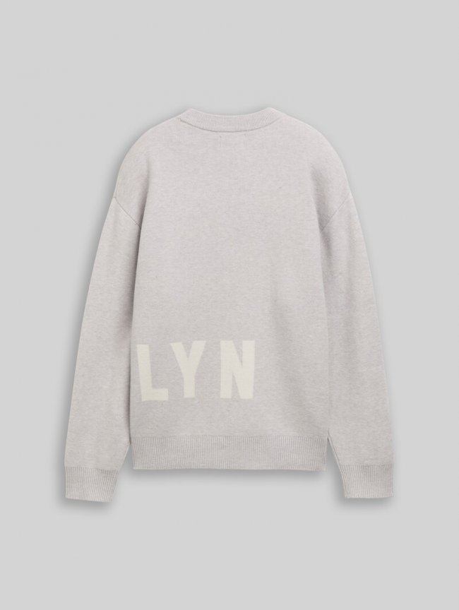 Tom Tailor Oversize Jacquard Strickpullover - Light Stone Grey Melange Tom Tailor Oversize Jacquard Strickpullover - Light Stone Grey Melange