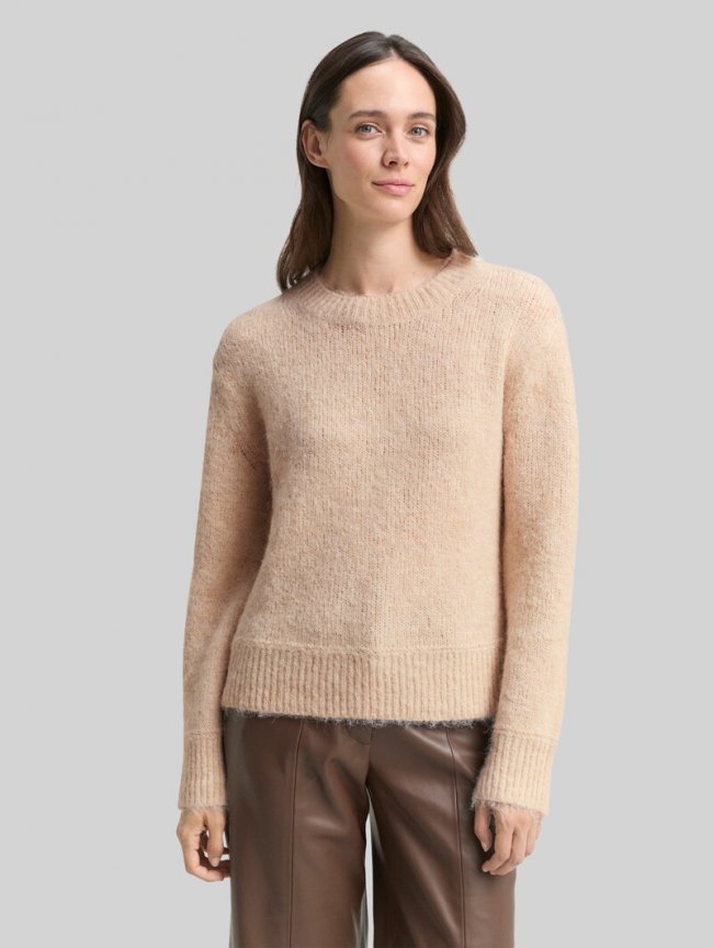Tom Tailor Strickpullover mit Wollanteil - Sand Stone Beige Melange Tom Tailor Strickpullover mit Wollanteil - Sand Stone Beige Melange