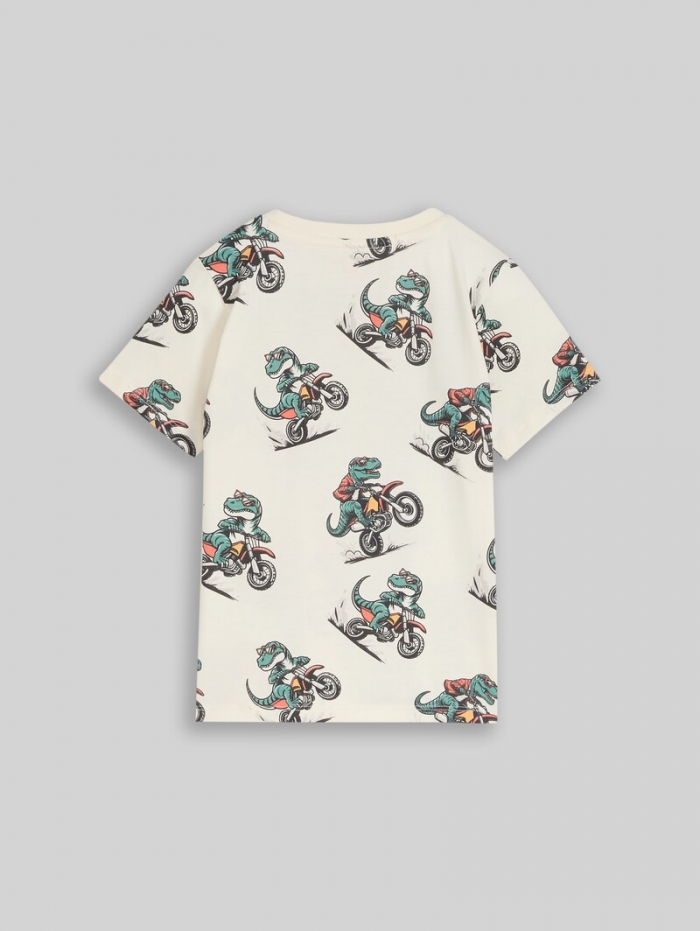 Tom Tailor T-Shirt mit Allover-Print - Multicolor Dino Bike Design Tom Tailor T-Shirt mit Allover-Print - Multicolor Dino Bike Design
