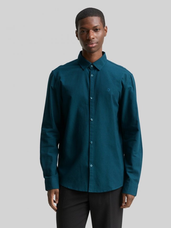Tom Tailor Regular Fit Hemd mit Logo-Stickerei - Deep Pond Green Tom Tailor Regular Fit Hemd mit Logo-Stickerei - Deep Pond Green