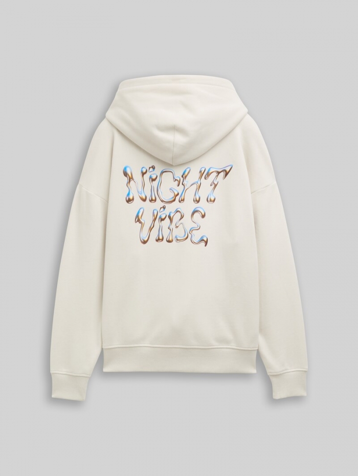 Tom Tailor Oversize Hoodie Sweatshirt mit Rückenprint - Greyish White Tom Tailor Oversize Hoodie Sweatshirt mit Rückenprint - Greyish White