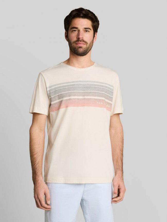 Tom Tailor T-Shirt mit Print auf der Brust - Gardenia White Tom Tailor T-Shirt mit Print auf der Brust - Gardenia White