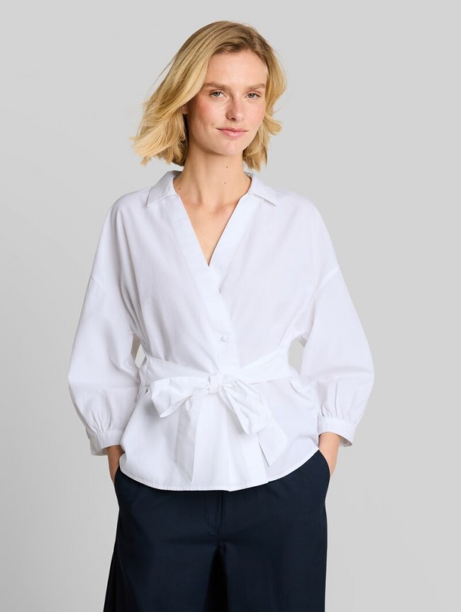 Tom Tailor Loose Fit Wickelbluse - White Tom Tailor Loose Fit Wickelbluse - White