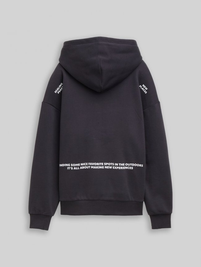 Tom Tailor Oversize Hoodie Sweatshirt mit Print - Coal Grey Tom Tailor Oversize Hoodie Sweatshirt mit Print - Coal Grey