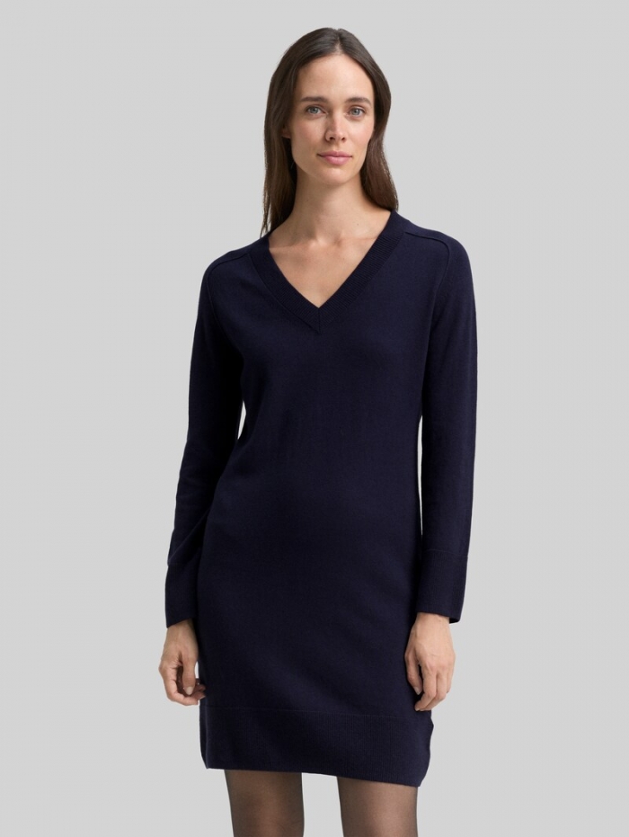 Tom Tailor Strickkleid mit Kaschmir-Anteil - Knitted Navy Melange Tom Tailor Strickkleid mit Kaschmir-Anteil - Knitted Navy Melange