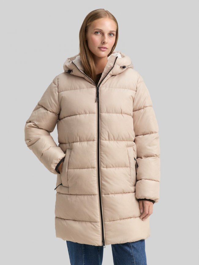 Tom Tailor Puffer-Mantel mit Kapuze - Cashew Beige Tom Tailor Puffer-Mantel mit Kapuze - Cashew Beige