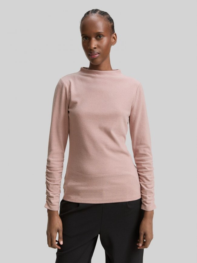 Tom Tailor Langarmshirt mit Raffärmeln - Antique Rose Melange Tom Tailor Langarmshirt mit Raffärmeln - Antique Rose Melange
