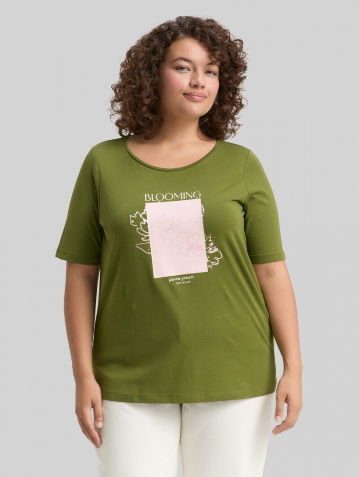 Tom Tailor Plus Size - T-Shirt mit Print - Deep Ivy Green Tom Tailor Plus Size - T-Shirt mit Print - Deep Ivy Green