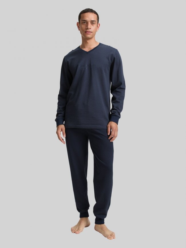 Tom Tailor Ripp Pyjama-Set - Blue-dark-solid Tom Tailor Ripp Pyjama-Set - Blue-dark-solid