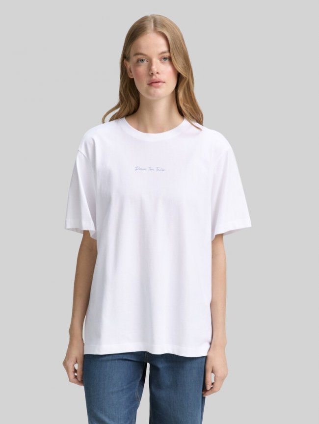 Tom Tailor Oversize T-Shirt mit Rückenprint - White Tom Tailor Oversize T-Shirt mit Rückenprint - White