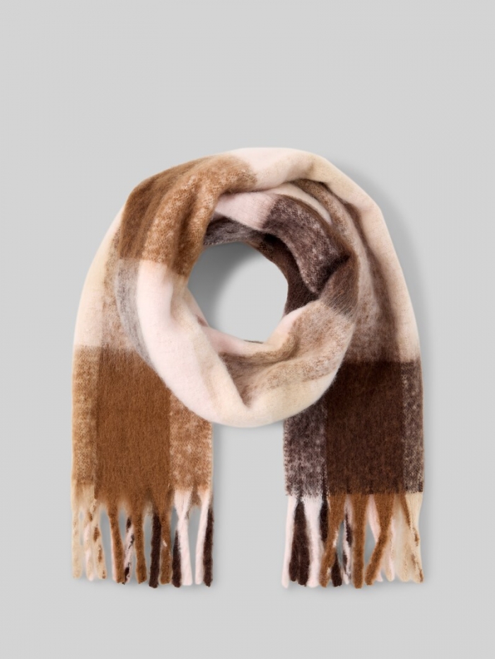 Tom Tailor Cosy Schal mit Fransen - Brown Big Check Tom Tailor Cosy Schal mit Fransen - Brown Big Check