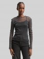 Tom Tailor Mesh Langarmshirt mit Glitzer-Effekt - Black With Silver Tom Tailor Mesh Langarmshirt mit Glitzer-Effekt - Black With Silver