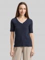 Tom Tailor Slim Fit T-Shirt mit V-Ausschnitt - Sky Captain Blue Tom Tailor Slim Fit T-Shirt mit V-Ausschnitt - Sky Captain Blue