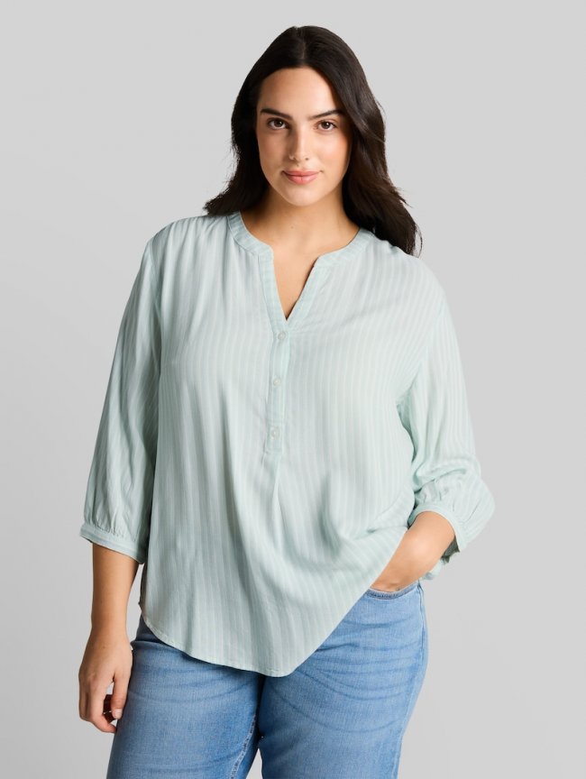 Tom Tailor Plus Size - Bluse mit Streifenmuster - Blue Haze White Stripe Tom Tailor Plus Size - Bluse mit Streifenmuster - Blue Haze White Stripe