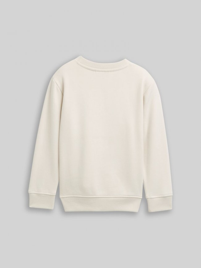 Tom Tailor Basic Sweatshirt mit Print - Greyish White Tom Tailor Basic Sweatshirt mit Print - Greyish White
