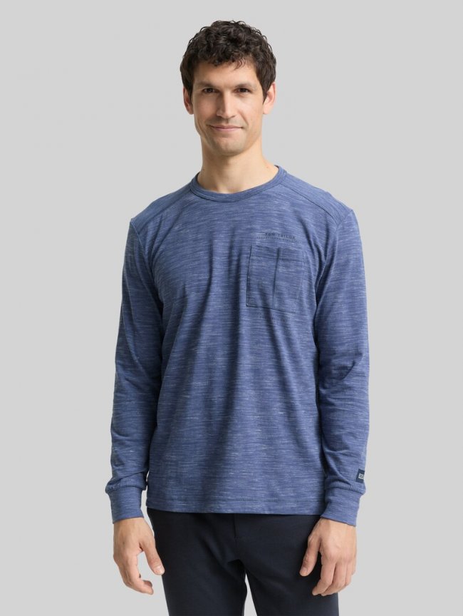 Tom Tailor Langarmshirt mit Brusttasche - Ocean Blue Injected Tom Tailor Langarmshirt mit Brusttasche - Ocean Blue Injected