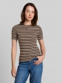 Tom Tailor Slim Fit T-Shirt mit Stickerei - Brown White Irregular Stripe Tom Tailor Slim Fit T-Shirt mit Stickerei - Brown White Irregular Stripe
